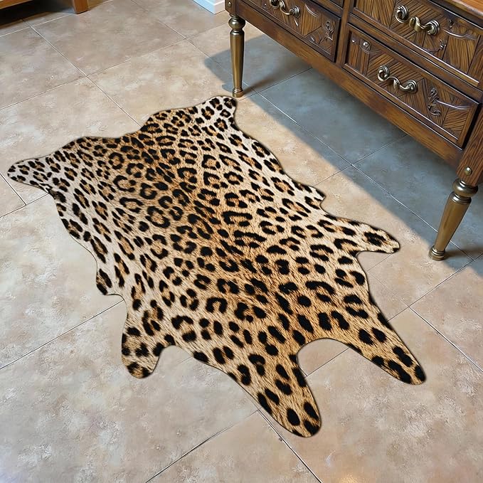 HOMORE Leopard Rug, 2.3x3.6 Feet Animal Skin Print Rug,Small Cheetah Rugs for Wall Art Decor,Western Floor Carpet for Bedroom Bedside Living Room Desk