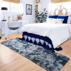 ISEAU Runner Rug for Bedroom, 2x6 Feet Shag Area Rug with Upgrade Non Slip, Fluffy Carpet Runner for Hallway, Fuzzy Soft Living Room Rugs for Boys Bedroom Decor, Dark Blue