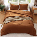 WRENSONGE Twin/Twin XL Comforter Set - 2 Pieces Prewashed Burnt Orange Comforter Soft Lightweight for All Seasons, Fluffy Down Alternative Twin XL Comforter with 1 Pillow Sham