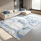 CRYPTOLITE Living Room Rug Washable Abstract Rugs with Non-Slip Backing Low Pile Area Rug for Living Room, Bedroom, Dining Room, 6x9, Blue
