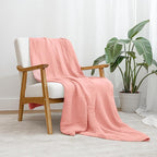 Comfy Cubs Muslin Throw Blanket - 50” x 60” Quilted Design - Lightweight, Breathable 6-Layer Gauze Fabric - Soft Cotton Blanket for Home or Travel - Packaged in Elegant Gift Box - Bold Blush