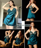 Avidlove Women Lingerie V Neck Sexy Nightwear Satin Sleepwear Lace Chemise Mini Babydoll Nightgown