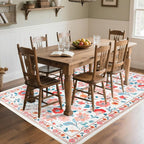 CRYPTOLITE 9x12 Area Rug for Living Room Clearance, Modern Washable Rug Non Slip Low Pile Floral Rugs for Living Room, Bedroom, Farmhouse, Dining Room, Kids Playroom, Beige