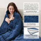 Minky Dot Weighted Blanket for Adults Queen Size 15 lbs, Soft Cozy Heavy Blanket for Stress Relief and Sleep Promotion, Warm Blanket for Autumn Winter with Glass Beads, Navy Blue 60 x 80 inches