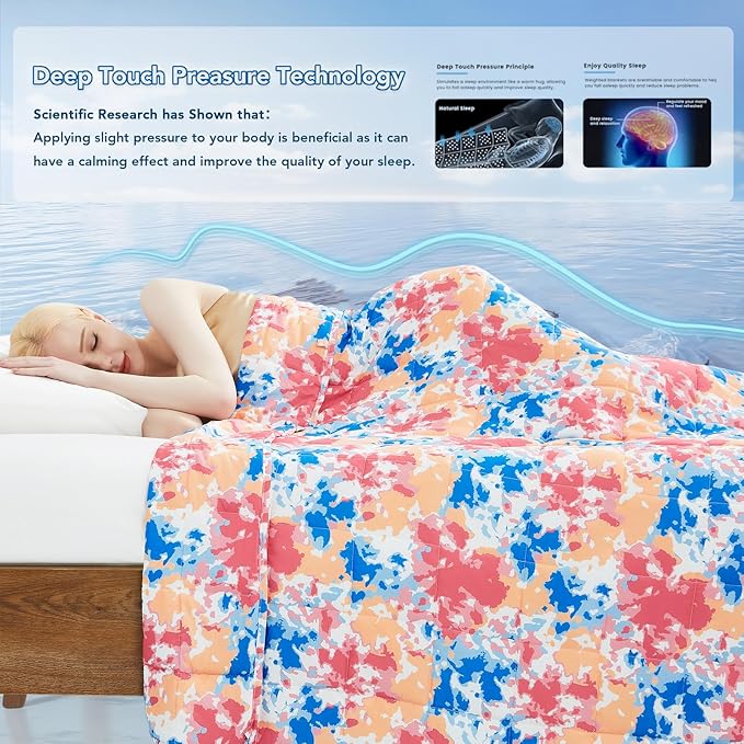 Topcee Weighted Blanket for Adults (15 lbs, 60" x 80") Queen Size Soft Cooling Heavy Blanket Sleeping, Apply to 130-160 lbs Body, Thick Breathable Blanket with Glass Bead, Easy Care
