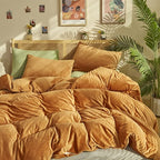 Cottonight Velvet Comforter Set King Pumpkin Rust Bedding Set Flannel Burnt Orange Fluffy Plush Blanket Quilts Soft Thick Warm Terracotta Comforter Set for Women Men King Bed
