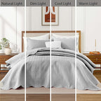 IR Imperial Rooms Twin Quilt Bedding Set (68” x 86”) - Bulk Pack of 10 Wholesale for Hotels, Guest Bedroom & Airbnbs - Lightweight Microfiber Reversible Embossed Quilts Bedspreads (Silver)