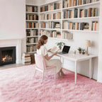 Shag Pink Rug, Rugs for Bedroom Girls Kids Room, 6x9 Ultra Soft Fluffy Area Rugs for Drom, Kids Room, Nursery, Study, Playroom, Easy Clean, Indoor Carpet for Living Room, Modern Carpet Décor