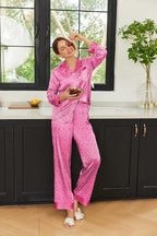 Ekouaer Silk Pajamas for Women Long Sleeve Satin Pajama Set Silky Pj Sets 2 Piece Button Down Loungewear Sleepwear