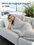 YnM Chunky Throw Blanket, Hand Knitted with Chenille Yarn, Skin Friendly, Ventilated and Breathable, Machine Washable, Home Décor Piece for Couch, Sofa and Bed (Glacier Grey, 40x50 Inch)