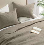 IR Imperial Rooms Queen Quilt Bedding Set Size (90" x 96") + 2 Pillow Shams (20" x 26"+ 2") - 3 Pcs All Season Lightweight Reversible Microfiber Coverlet Floral Embossed Quilt Bedspread (Beige)
