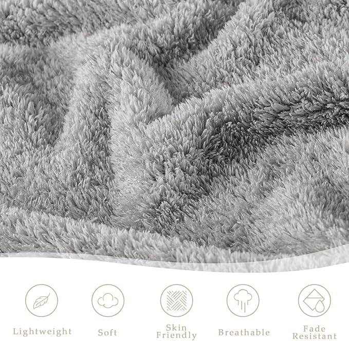 Exclusivo Mezcla Fleece Twin Size Bed Blanket, Ultra Soft, Lightweight and Fuzzy Light Grey Blanket for Women, Home Decor, 60x80 Inches