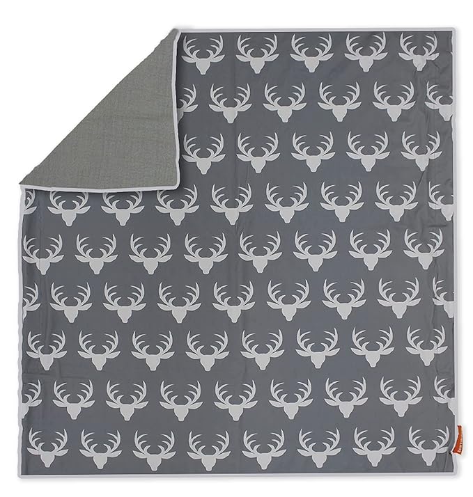 Dear Baby Gear Baby Blankets - Infant Essentials, Newborn Essentials, and Cute Stuff for Toddler Crib - Toddler Blankets for Boy and Girll - White Antlers on Grey, Slate Grey Muslin, 45" x 45"