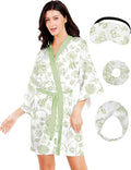 EPLAZA Silk Robes for Women Satin Robe Short Sexy Print Flower Kimono Loungewear Wedding Bridal Party