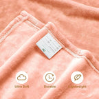 DREAMNINE Super Soft Fuzzy Fleece Throw Blanket for Couch Sofa 50" x 60", Decorative Solid Lightweight Velvet Blanket for Chair, Cozy Accent Shaggy Micro Plush Flannel Blankets for Bedroom Dorm, Peach