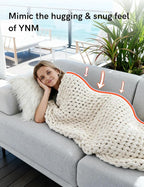 YnM Chunky Throw Blanket, Hand Knitted with Chenille Yarn, Skin Friendly, Ventilated and Breathable, Machine Washable, Home Décor Piece for Couch, Sofa and Bed (Butter Cream, 30x40 Inch)