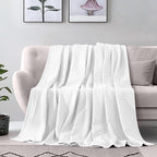 Elegant Comfort Premium 100% Cotton Waffle Blanket - Lightweight Breathable Waffle Weave Bed Blanket - Soft and Warm All Season Blanket for Couch, Sofa and Bed, Full Size 88x88 Inches, White