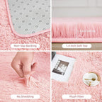 Litanika 9x12 Shag Area Rug for Living Room Bedroom, Pink High Pile Soft Plush Shaggy Furry Cute Bedside Playroom Dorm Carpet, Non-Slip, Non-Shedding Modern Indoor Floor Rug