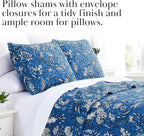 Southshore Fine Living, Inc. Oversized Quilt Bedding Set, Twin XL Coverlet with Matching Pillow Sham, Blooming Floral Coverlet, All Season Quilt Bedspread, Lightweight Twin XL Quilts, Floral Blue