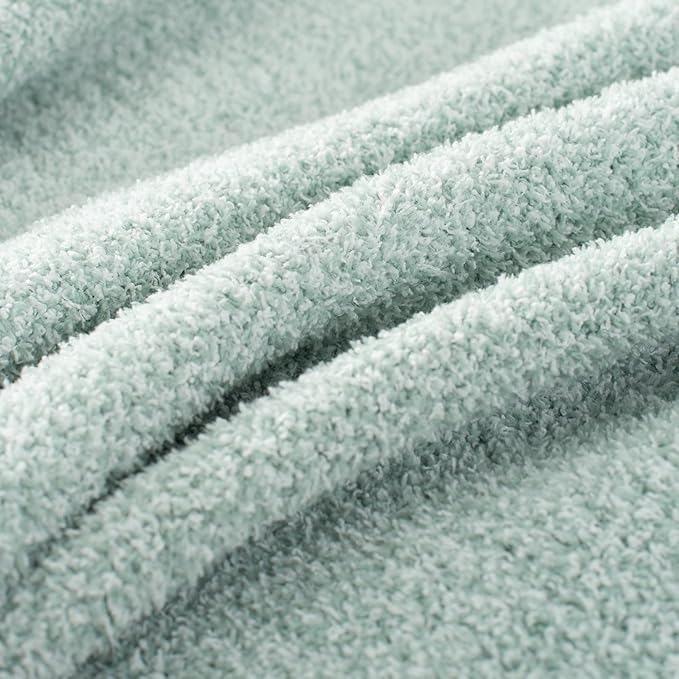 Carriediosa Heather Throw Blanket 60" X 80" Twin, 400GSM Ultra Soft Microfiber Fuzzy Fluffy Reversible Knitted Blankets Cozy Plush Lightweight and Warm Fall Throws for Couch, Bed, Sofa, Sage Green