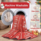 XLUEZ Area Rug 4x6 Christmas Rugs, Machine Washable Boho Christmas Tree Snowflake Rug Non-Slip Soft Low Pile Holiday Indoor Rugs for Bedroom Kitchen Dining Room Office(Xmas Red, 4'x6')