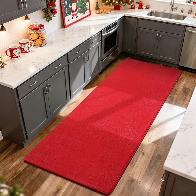 Przemy Washable Runner Rug for Bedroom Living Room, 2x6 Feet Red Memory Foam Rug, Super Soft Modern Indoor Runner Carpet for Hallway Bedside Kids Room Girls Boys Dorm Nursery Decor