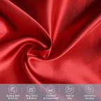 Elegant Comfort 4-Pack Cooling Viscose Satin Pillowcase Set with Hidden Zipper Closure, Silky Smooth for Best Hair and Skin Care-Beautiful Gift Box-4-Piece Satin Pillowcase Set, Standard/Queen, Red