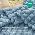 BEDELITE Blue Throw Blanket Twin Size for Bed- Super Soft and Warm 3D Checkered Fluffy Fuzzy Fleece Blanket, Luxurious Plush Cozy Blanket for Room Decor Fall and Winter, 60x80 inches
