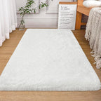 White Fluffy Rugs for Bedroom Living Room 3x5 Plush Shaggy Area Rug Soft Fuzzy Fur Throw Carpets Kids Rug for Nursery Boys Girls Baby Dorm Room Home Decor Aesthetic