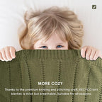 RECYCO Cable Knit Moss Green Throw Blanket Twin Size for Couch, Super Soft Warm Cozy Decorative Knitted Throw Blanket 3.6LB for Bed, Sofa, Chair Large 60"x80"