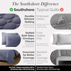 Southshore Fine Living, Inc. Oversized Queen Quilt Bedding Set, Lightweight Quilt, Soft Coverlet Full Size Bedspread 3-Piece Set with Two Matching Quilted Pillow Shams, Full/Queen Quilts, Denim