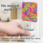 Floral Night Lights Plug Into Wall, Modern Playful Swirls Colorful Patterns Summer Neon Peach Plug in Wall Night Light with Auto Sensor for Bathroom Hallway Stairs Decor 1pcs