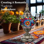 Marrakech Turkish Table Lamp with Bronze Base，Handmade Colorful Moroccan Tiffany Style Mosaic Glass Night Stand Light Fixture Including LED Bulb for Living Room Bedroom Decor (Colorful1)