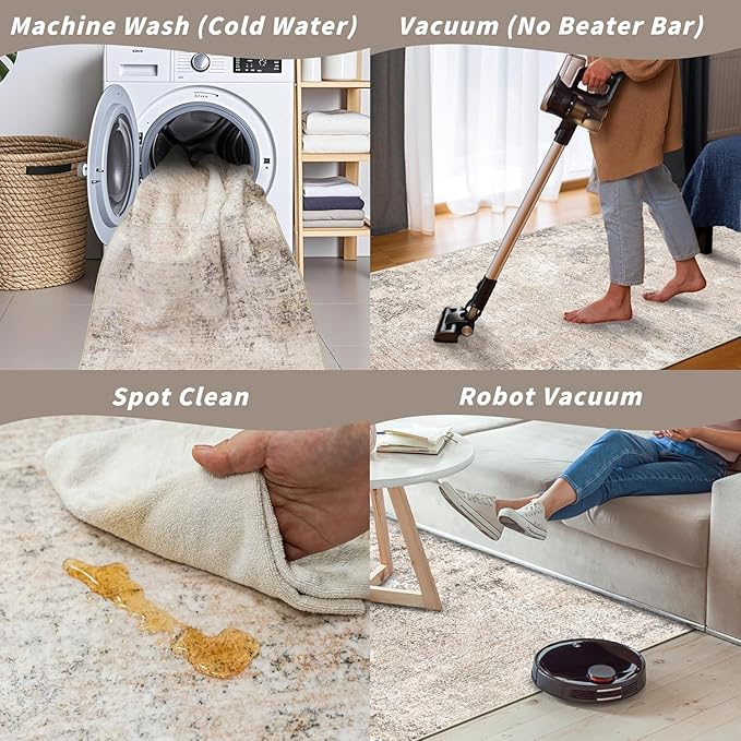 3x20 ft Extra Long Hallway Runner Rug - Non-Slip Washable Floor Runner with Rubber Backing, Modern Low Pile Thin Wide Carpet for Entryway, Kitchen, Living Room (Beige Grey, 3x20)