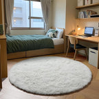 ONASAR Cream White Round Rugs 5ft for Bedroom Living Room, Ivory Fluffy Circle Area Rug for Kids Girls Boys Teen, Soft Plush Shaggy Carpet for Nursery Dorm Classroom Playroom Home Decor Aesthetic