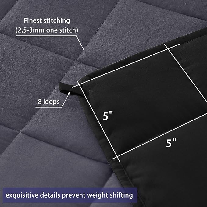 yescool Weighted Blanket for Adults (30 lbs, 88” x 104”, Grey& Black) Cooling Heavy Blanket for Sleeping Perfect for 290-310 lbs, King Size Breathable Blanket with Premium Glass Bead