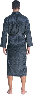 Lavenderi Mens Silky Satin Lounge Robe, Long Lightweight Sleepwear