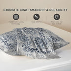 Silk Like Pillowcase for Hair and Skin Retro Boho Blue Carpet 1 Pack Satin Pillowcase with Hidden Zipper Soft Breathable Smooth Cooling Pillow Cover Standard Size for Bedroom Sofa 20”x26”