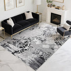 CRYPTOLITE Living Room Rug Washable Abstract Rugs with Non-Slip Backing Low Pile Area Rug for Living Room, Bedroom, Dining Room, 6x9, Grey