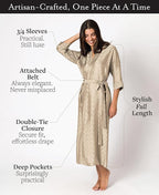 Tara Sartoria Luxury Artisan Silk Robe for Women, Washable, Full Length, Jacquard, XS–4XL, Oprah Daily 2025