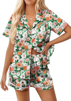 Ekouaer Womens Silk Pajama Sets Button Up Satin Pjs Short Sleeve 2 Piece Pj Sets Cute Lounge Sets with Chest Pocket