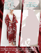 Aensso Long Soft Lightweight Silky Kimonos Robes for Women, Luxury Japanese Floral Womens Kimono Robe