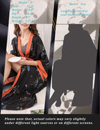 Aensso Long Soft Lightweight Silky Kimonos Robes for Women, Luxury Japanese Floral Womens Kimono Robe