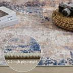 Area Rug 8x10 Washable Rugs Modern Abstract Area Rug Soft Non-Slip Non-Shedding Faux Wool Stain Resistant Floor Carpets for Living Room Bedroom Dining Room Kids Room Home Office (Beige, Brown)