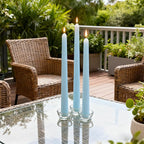12-Pack Ice Blue Taper Candles, 10 Inch Unscented Dripless Candlesticks, Long-Lasting Burn Time of 7-8 Hours, Perfect for Home Décor Weddings Babyshower and Events