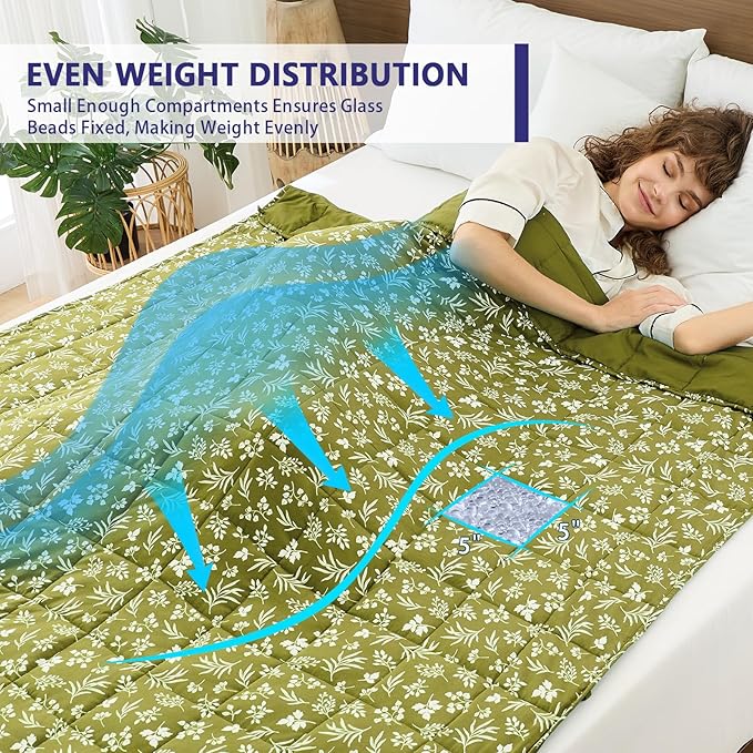 yescool King Size Weighted Blanket for Adults (20 lbs, 80” x 87”, Sage) Cooling Heavy Blanket for Sleeping Perfect for 190-210 lbs, Breathable Blanket for Adults & Couple All Season, Machine Washable