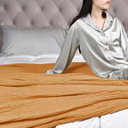 PHF Ultra Soft Waffle Weave Blanket King Size 104"x 90"- Washed Lightweight Breathable Cozy Woven Blanket for Bed - Aesthetic Decor for Couch Bedding Sofa Home Car - Orange