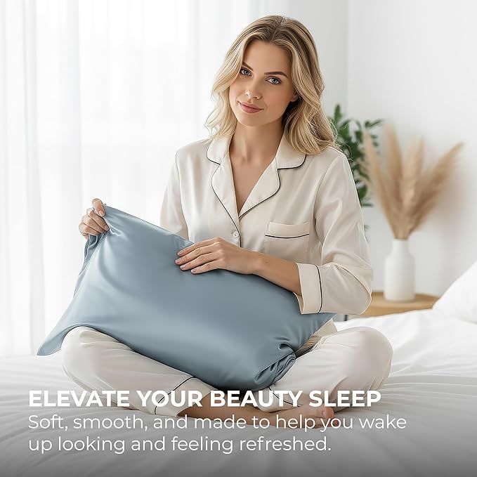 Satin Pillowcase 2 Pack - King Size (20"x40", SkyBlue) - Silky Pillow Cases for Hair and Skin - Satin Pillow Covers with Envelope Closure - Extra Soft Premium Microfiber