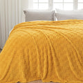 NEWCOSPLAY Super Soft King Blanket Mustard Yellow Premium Silky Flannel Fleece 3D Checkered Lightweight Bed Blanket All Season Use (Mustard Yellow Checkered, King(90"x110"))