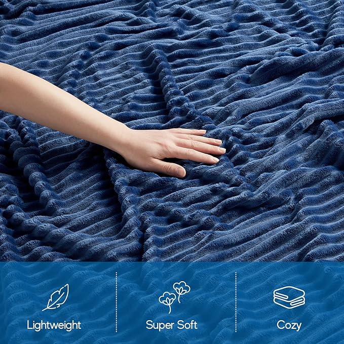 Nestl Blue Throw Blanket for Couch - Cozy Warm Fuzzy Blankets for Women, Plush Small Fleece Throws for Girls - Navy Blue, 50 x 60 Inches